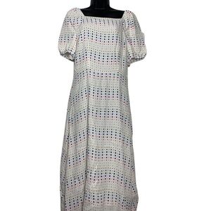 Loft MIDI Rainbow Polka Dot Dress Size 6 NEW